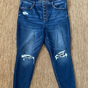AE cozy high rise button fly jeans.